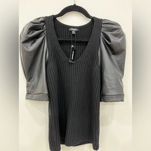 Express black leather knitted sweater/top size xs